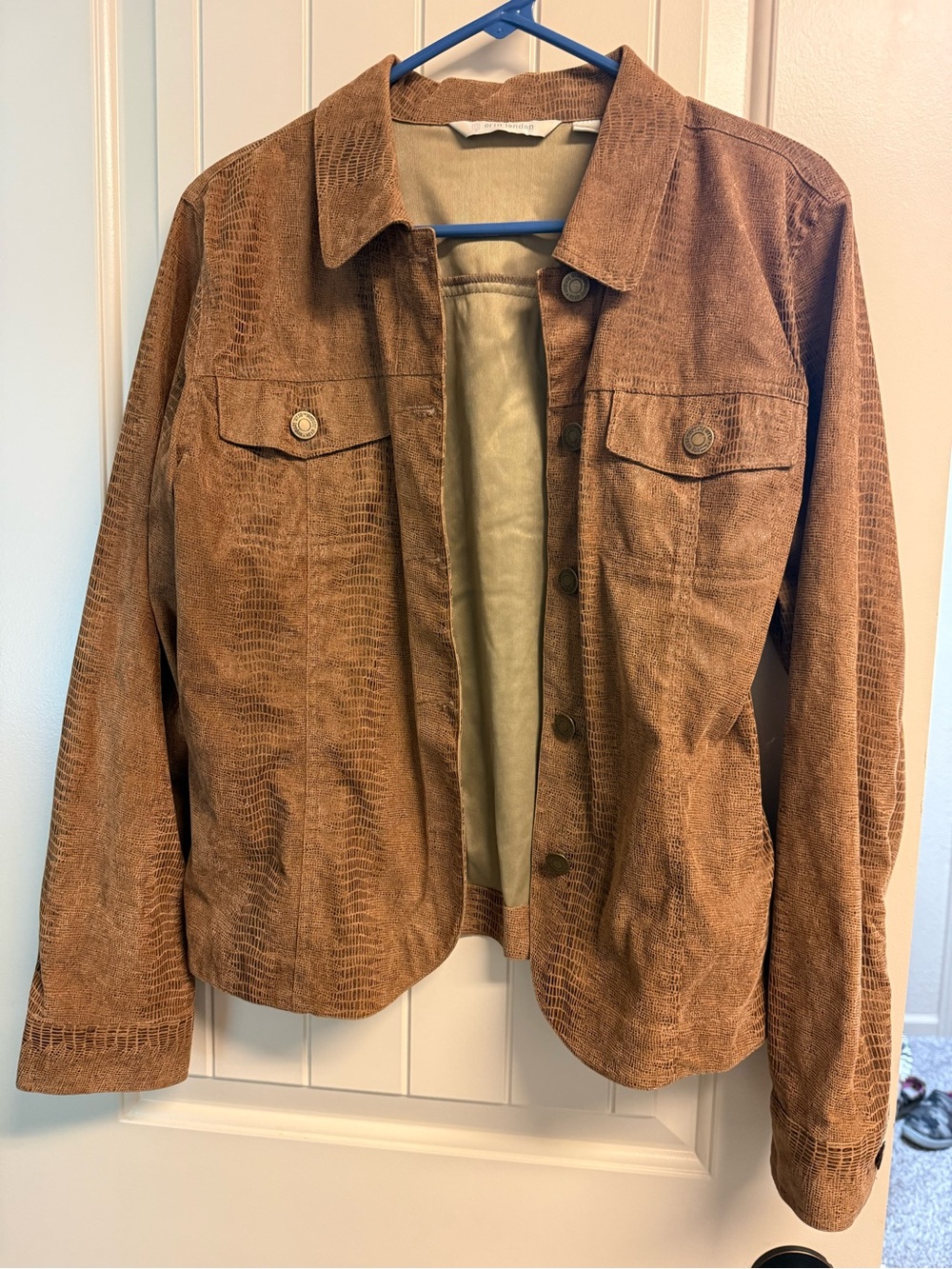 Vintage erin london Tan Textured Faux-Suede Jacket